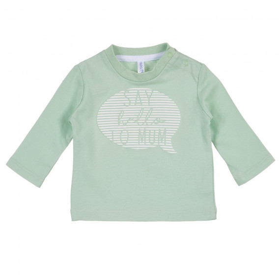 Памучна блуза с щампа за бебе в ментов цвят Idexe 239329 