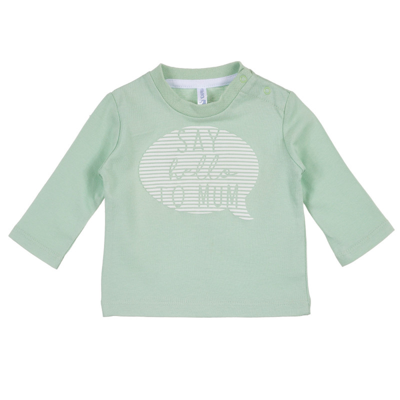 Памучна блуза с щампа за бебе в ментов цвят  239329