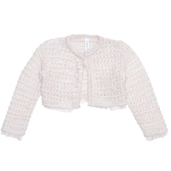 Памучна жилетка с блестящи нишки за бебе, бежова Idexe 239365 