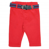 Памучен панталон с колан за бебе, червен Idexe 239381 