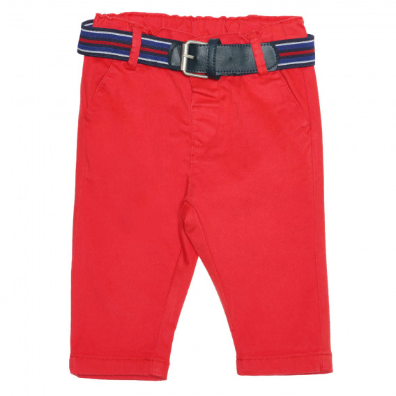 Памучен панталон с колан за бебе, червен Idexe 239381 