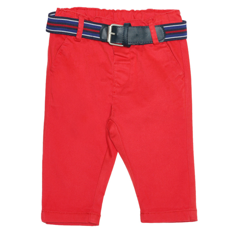 Памучен панталон с колан за бебе, червен  239381