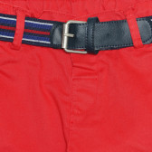 Памучен панталон с колан за бебе, червен Idexe 239382 2