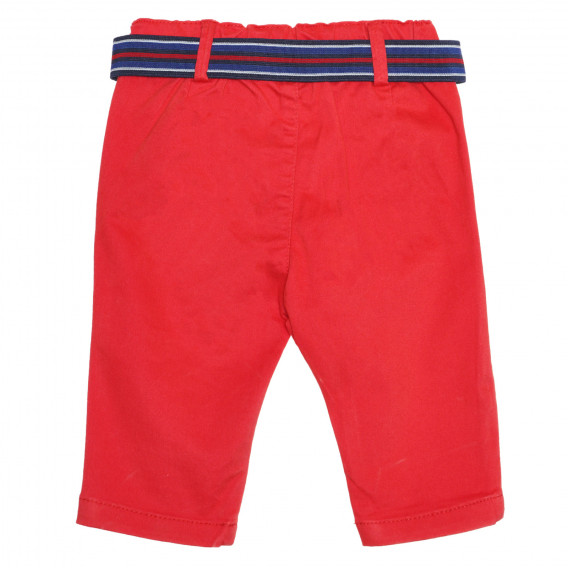 Памучен панталон с колан за бебе, червен Idexe 239383 4
