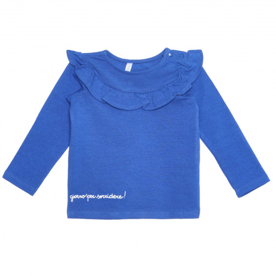 Памучна блуза с къдрички за бебе, синя Idexe 239401 