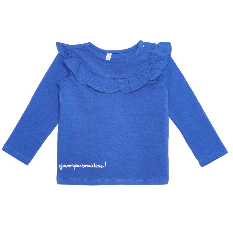 Памучна блуза с къдрички за бебе, синя  239401