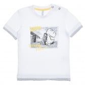Памучна тениска с графичен принт за бебе, бяла Idexe 239408 