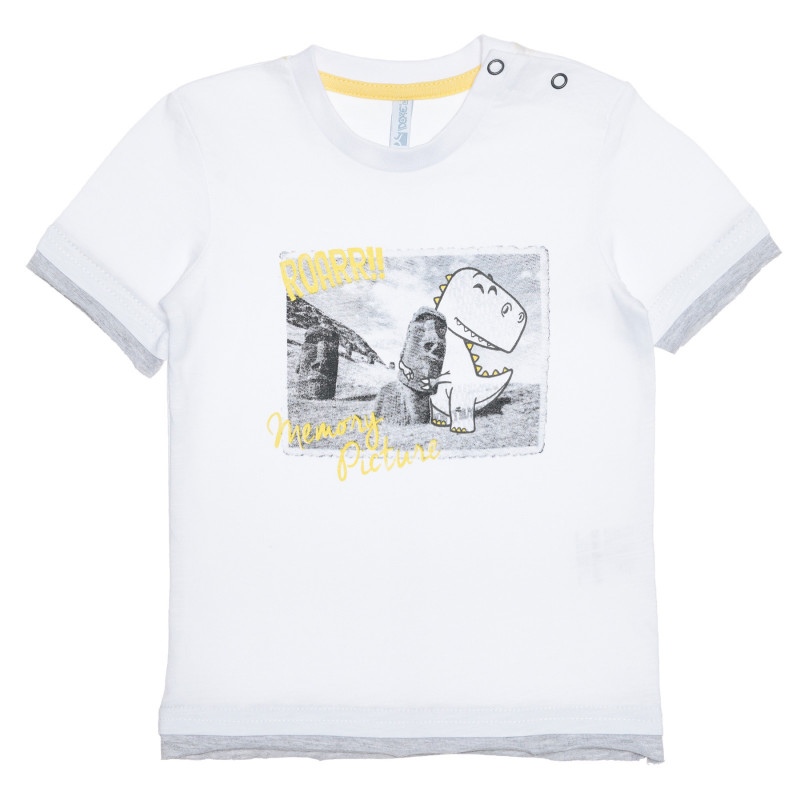Памучна тениска с графичен принт за бебе, бяла  239408