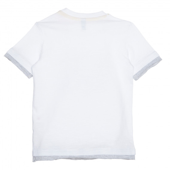 Памучна тениска с графичен принт за бебе, бяла Idexe 239409 4