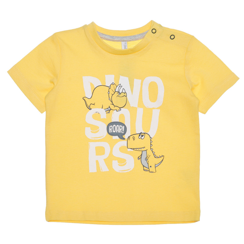 Памучна тениска с щампа за бебе, жълта  239412