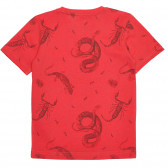 Памучна тениска с принт на животни, червена Idexe 239438 4