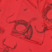 Памучна тениска с принт на животни, червена Idexe 239439 3