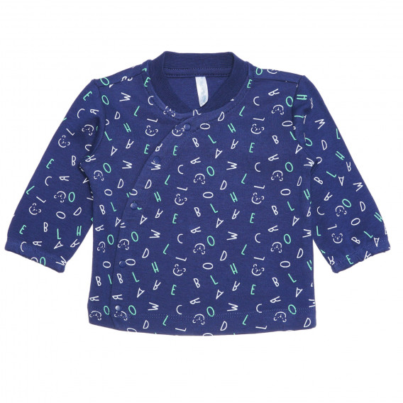 Памучен комплект блуза и панталон за бебе в синьо и сиво Idexe 239489 2
