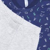 Памучен комплект блуза и панталон за бебе в синьо и сиво Idexe 239490 3