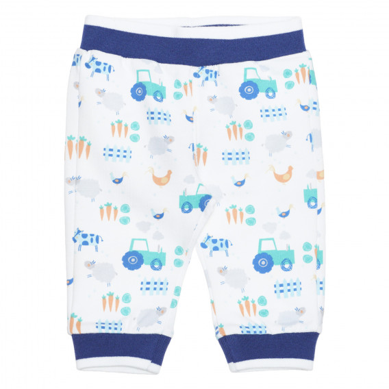 Памучен панталон с графичен принт за бебе, бял Idexe 239521 