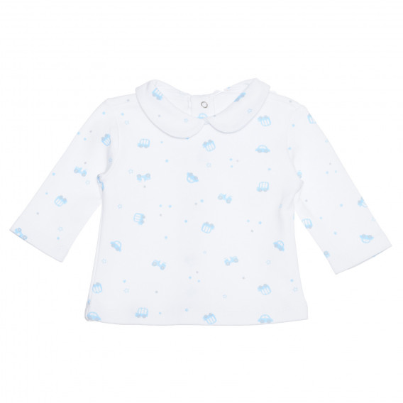 Памучна блуза с яка за бебе, бяла Idexe 239544 