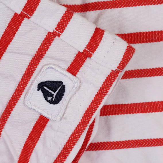 Памучен къс панталон за бебе бяло-червено райе Idexe 239591 3