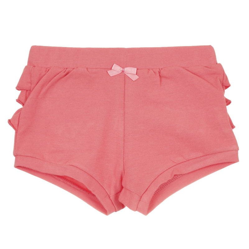 Памучни къси панталони с къдрички за бебе, розови  239592
