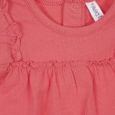 Памучна тениска с къдрички за бебе, розова Idexe 239609 2