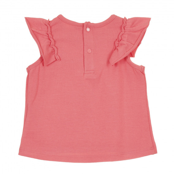 Памучна тениска с къдрички за бебе, розова Idexe 239610 4