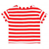 Памучна тениска с джоб за бебе бяло-червено райе Idexe 239622 4