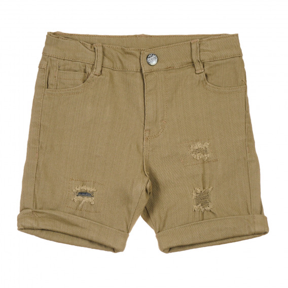 Памучни къси дънкови панталони с накъсани акценти, зелени Idexe 239654 