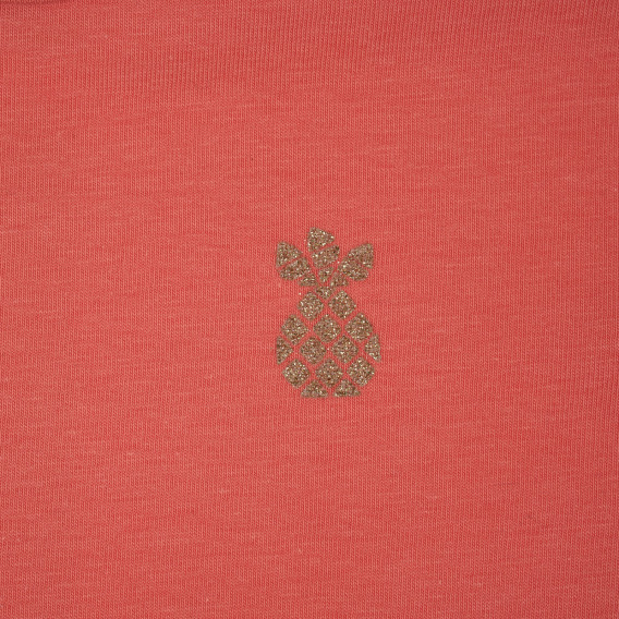 Памучна тениска с дантела за бебе, розова Idexe 239671 2