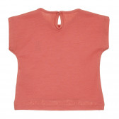 Памучна тениска с дантела за бебе, розова Idexe 239672 4