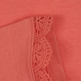 Памучна тениска с дантела за бебе, розова Idexe 239673 3