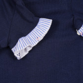 Памучна тениска с къдрички за бебе, тъмно синя Idexe 239679 2