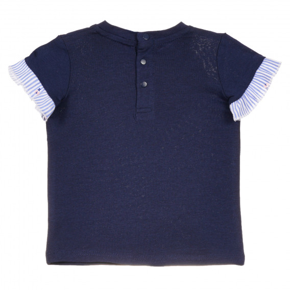 Памучна тениска с къдрички за бебе, тъмно синя Idexe 239680 4