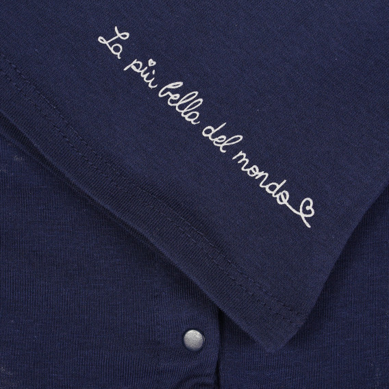 Памучна тениска с къдрички за бебе, тъмно синя Idexe 239681 3