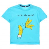 Памучна тениска с щампа на банан за бебе, синя Idexe 239694 
