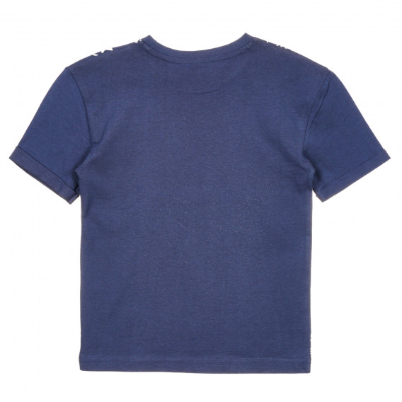 Памучна тениска с графичен принт, тъмно синя Idexe 239700 4