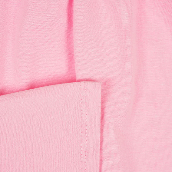 Памучна тениска с ефектни ръкави, розова Idexe 239707 2