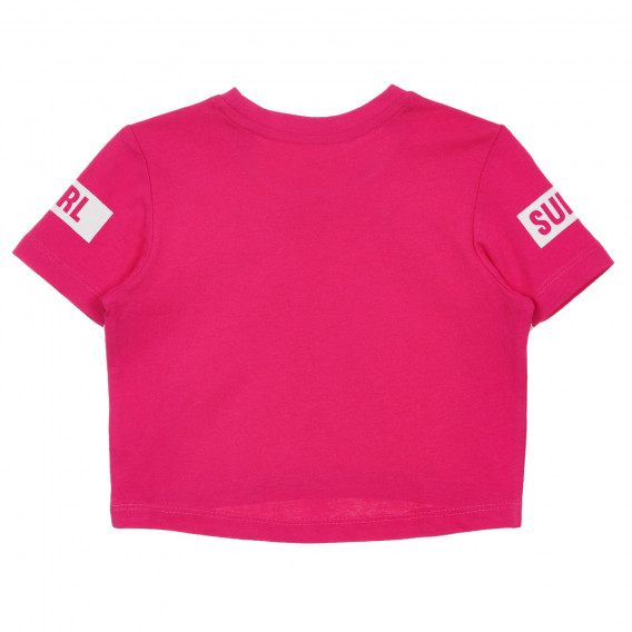 Памучна тениска с надпис Style Icon, розова Idexe 239711 4