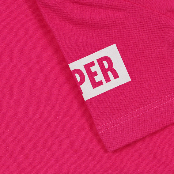 Памучна тениска с надпис Style Icon, розова Idexe 239712 2