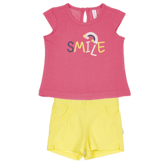 Памучен комплект Smile за бебе, розово жълто Idexe 239734 