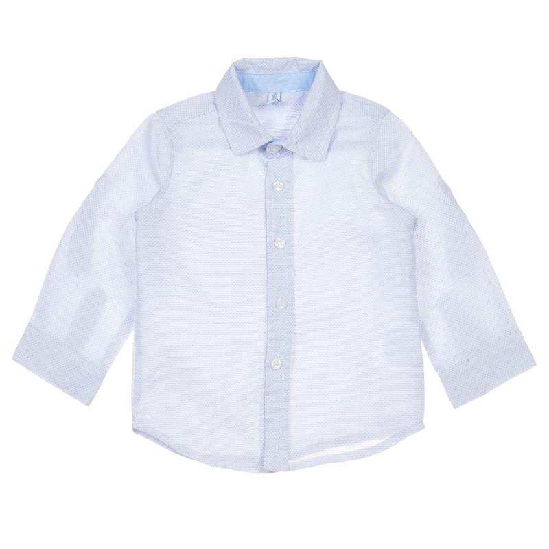 Памучна риза с фигурален принт за бебе, синя  239752