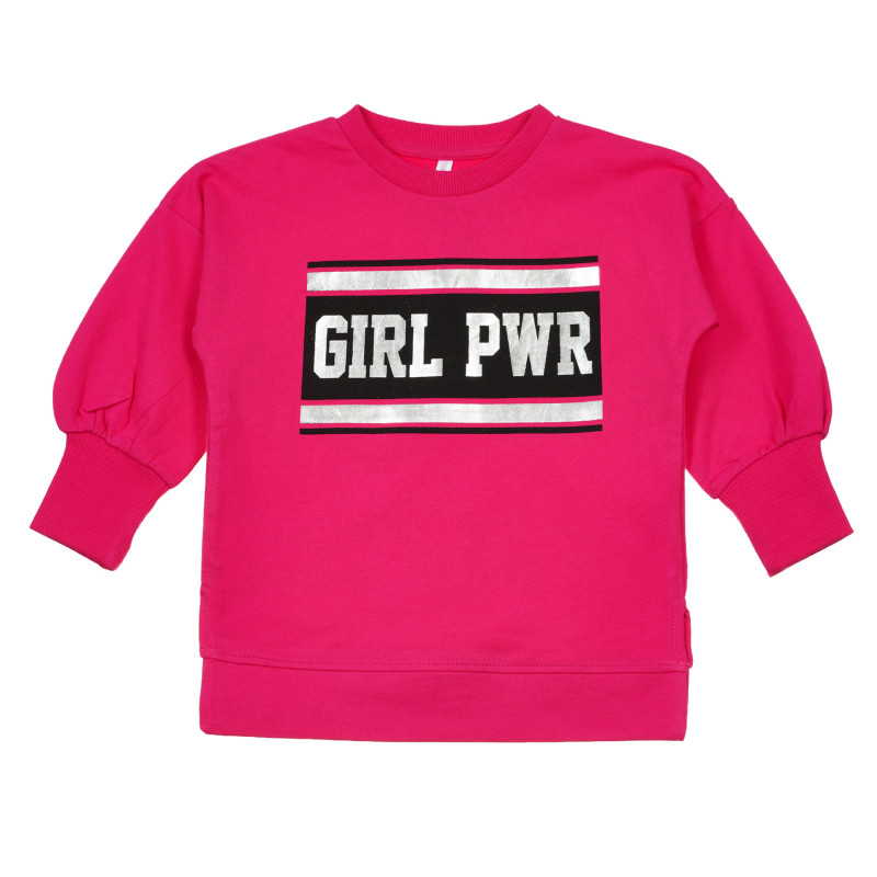 Памучна блуза Girl PWR, розов  239852