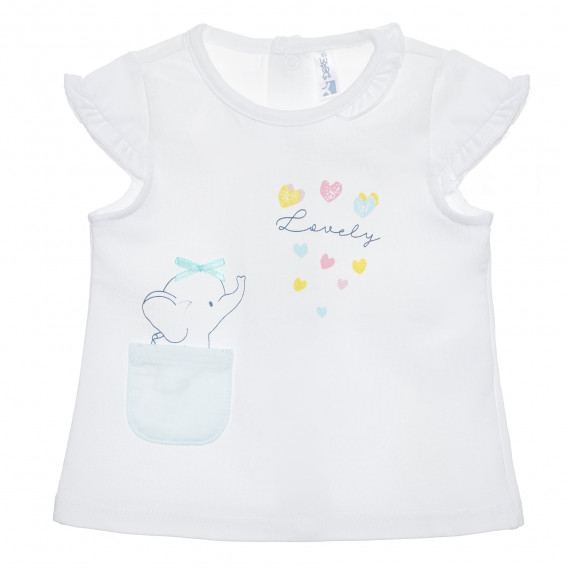 Памучна тениска Lovely за бебе, бяла Idexe 239874 
