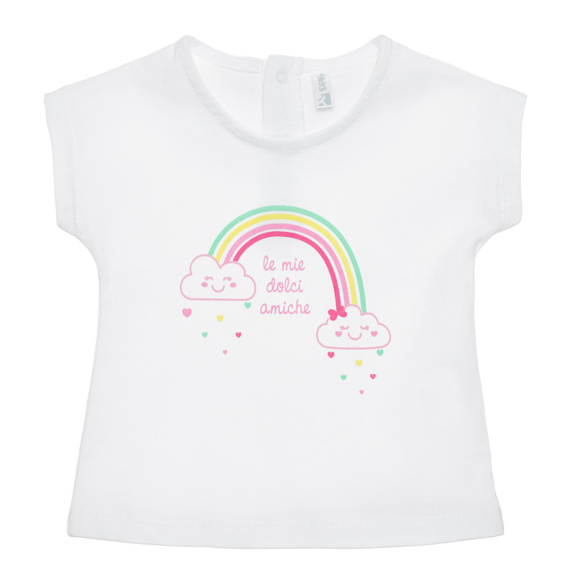 Памучна тениска Rainbow за бебе, бяла  239886