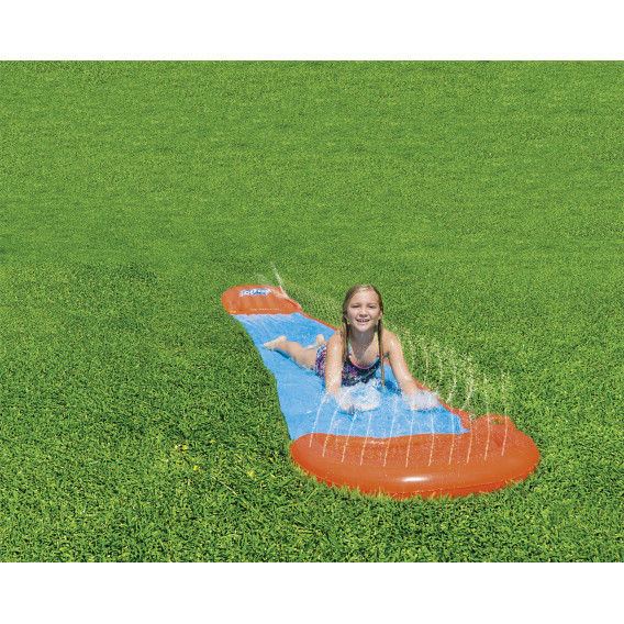 Надуваема единична детска водна пързалка H2OGO! Single Slide, 5.49м синьо и оранжево Bestway 240056 7