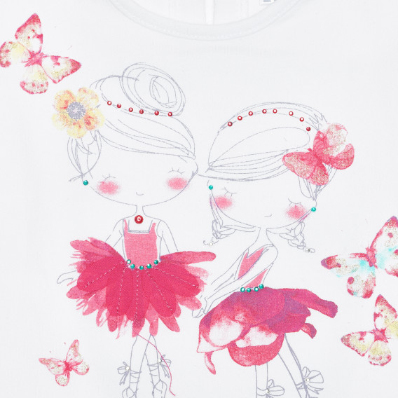 Памучна блуза с надпис Flowery Party за бебе, многоцветна Idexe 240198 4