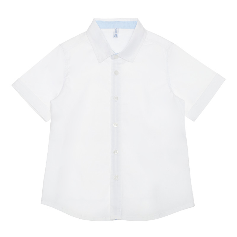 Памучна риза с къс ръкав, бяла  240199