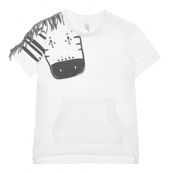 Памучна тениска с жираф за бебе, бяла Idexe 240211 