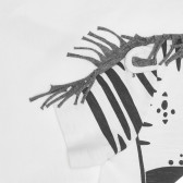 Памучна тениска с жираф за бебе, бяла Idexe 240213 3