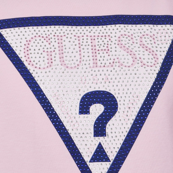 Памучна тениска с логото на бранда с камъчета, розова Guess 240252 2