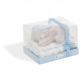 Бебешко одеяло 80 х 100 см в комплект с плюшена играчка Мече, синьо Inter Baby 240600 2