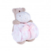 Бебешко одеяло 80 х 100 см в комплект с плюшена играчка Хипопотам, розово Inter Baby 240602 2